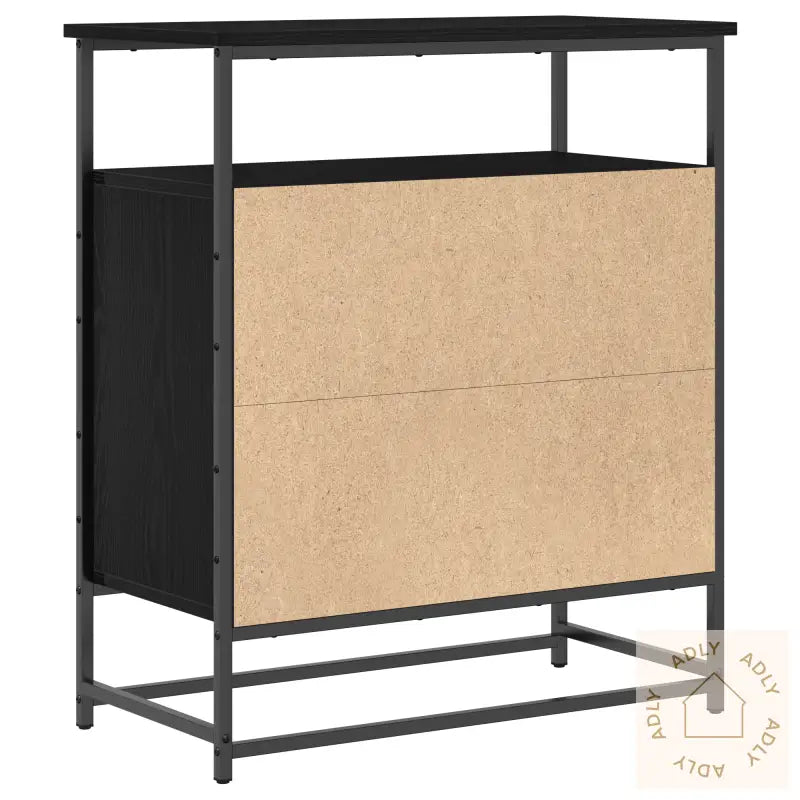 Skap Svart Eik 69X35X80 Cm Konstruert Tre Og Stål