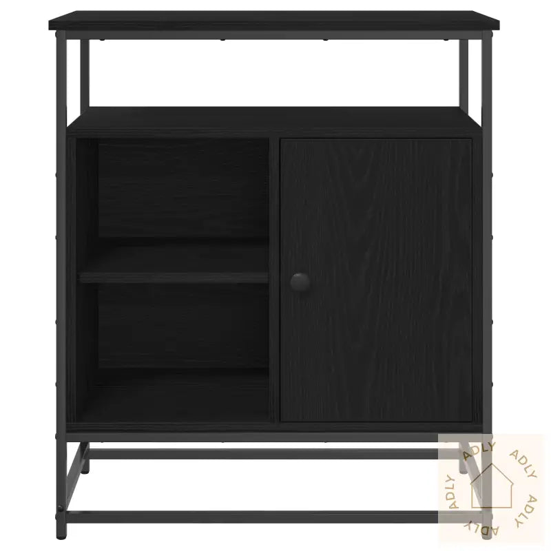Skap Svart Eik 69X35X80 Cm Konstruert Tre Og Stål