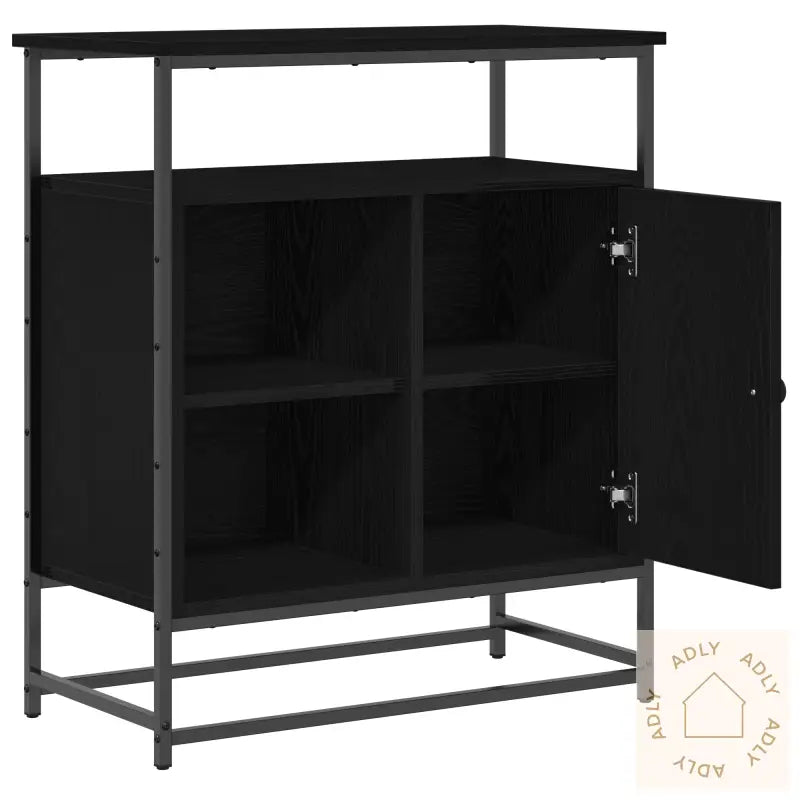 Skap Svart Eik 69X35X80 Cm Konstruert Tre Og Stål