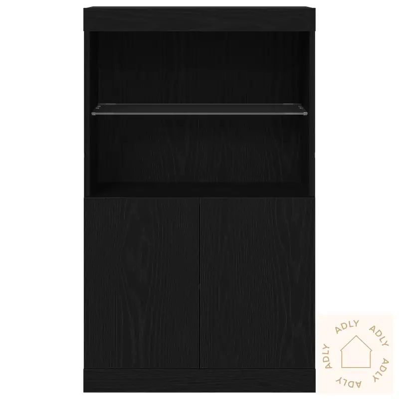 Skjenk Med Led-Lamper Svart Eik 60X37X100 Cm