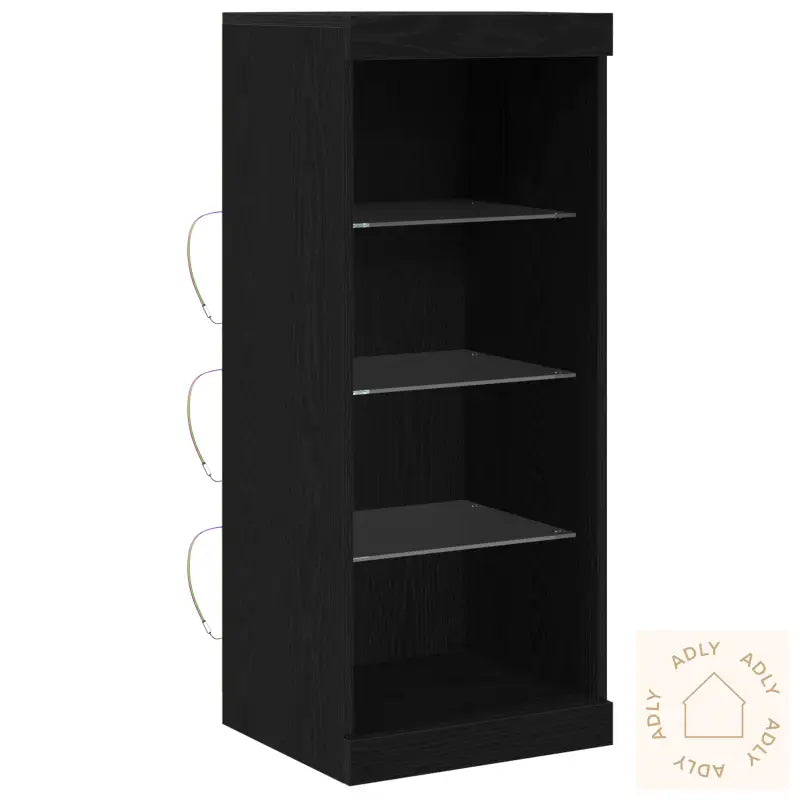 Sideboard Med Led-Lamper Svart Eik 41X37X100 Cm