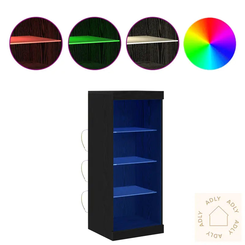 Sideboard Med Led-Lamper Svart Eik 41X37X100 Cm