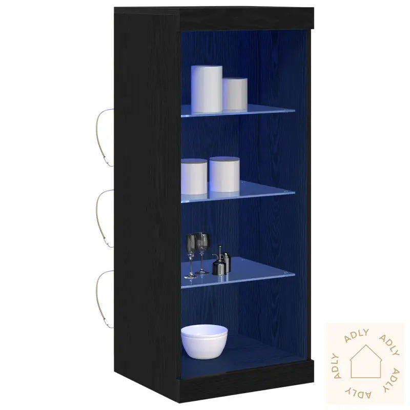Sideboard Med Led-Lamper Svart Eik 41X37X100 Cm