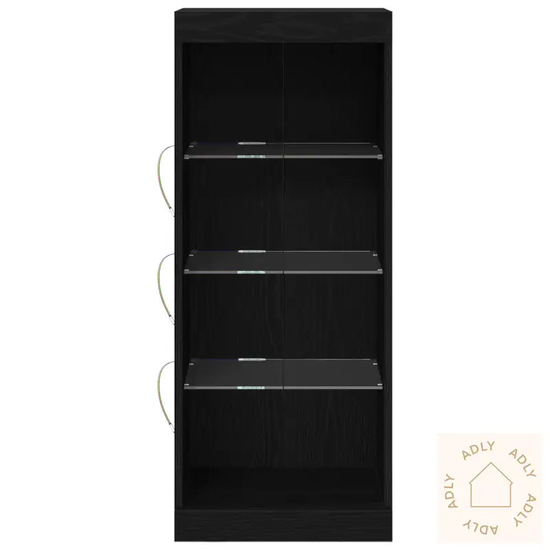 Sideboard Med Led-Lamper Svart Eik 41X37X100 Cm