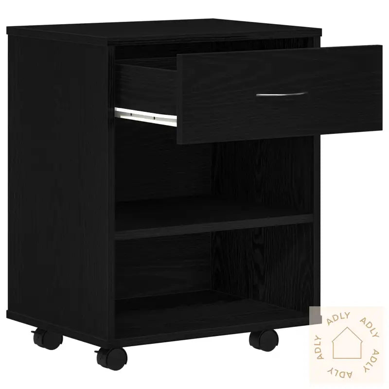 Rullekabinet I Svart Eik, 46X36X59 Cm, Laget Av Tre