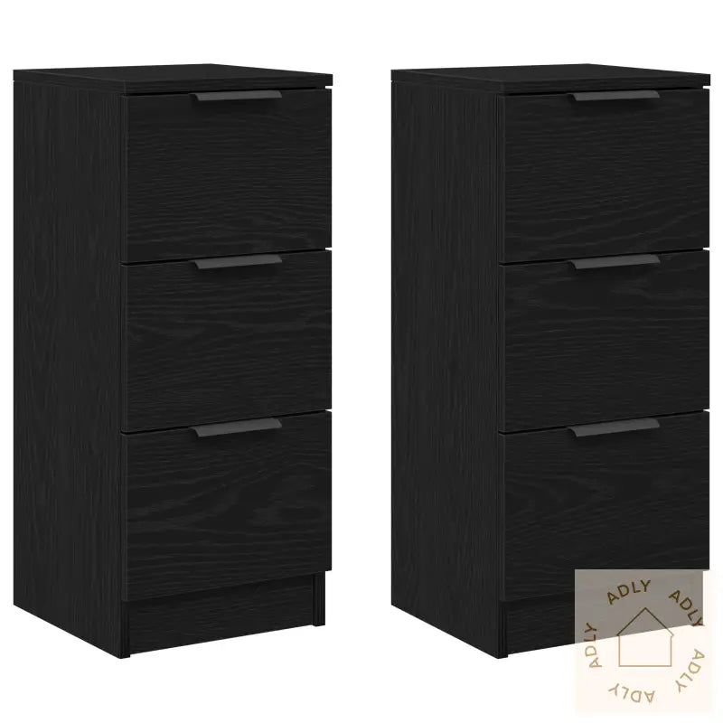 Sideboards 2 Pcs Svart Eik 30X30X70 Cm Konstruert Tre