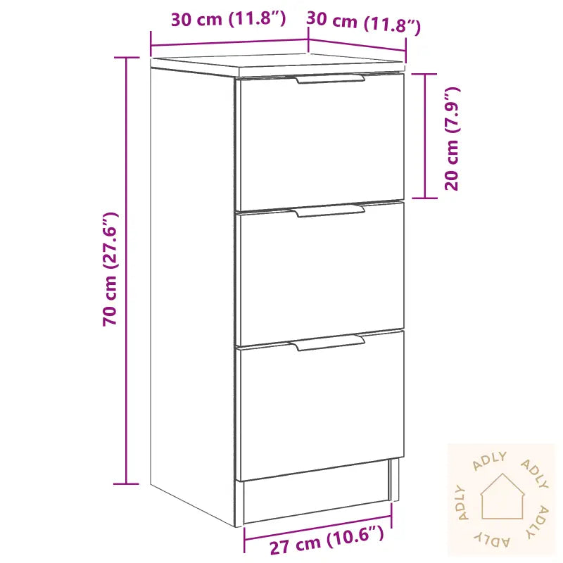 Sideboards 2 Pcs Svart Eik 30X30X70 Cm Konstruert Tre