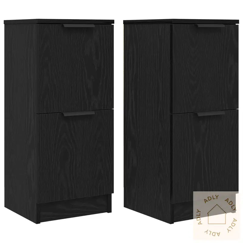 Sideboards 2 Stk I Svart Eik, 30X30X70 Cm, Laget Av Konstruert Tre
