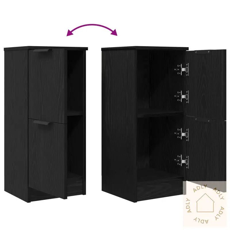 Sideboards 2 Stk I Svart Eik, 30X30X70 Cm, Laget Av Konstruert Tre
