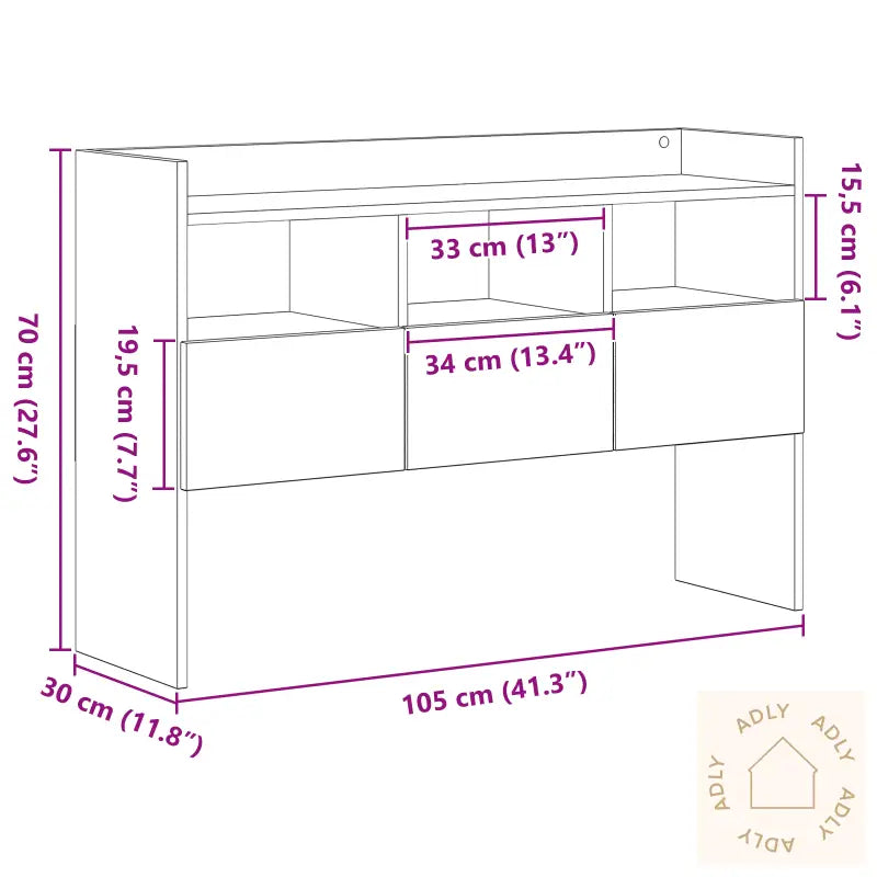 Sideboard Svart Eik 105X30X70 Cm Laget Av Tre