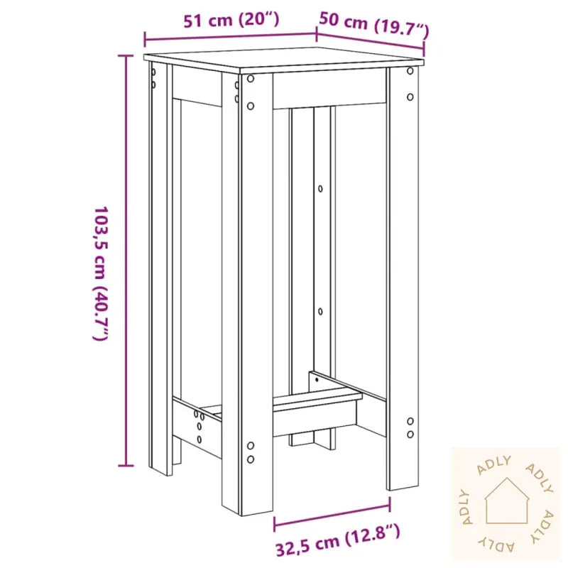 Bar Bord Svart Eike Konstruert Tre 51X50X103,5 Cm