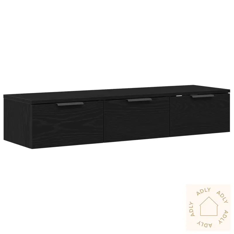 Sort Eik Veggskap 102X30X20 Cm Laget Av Konstruert Tre