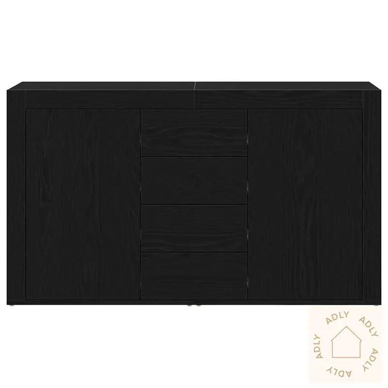 Sideboard Svart Eik Konstruert Tre 120 X 36 X 69 Cm Oppbevaring