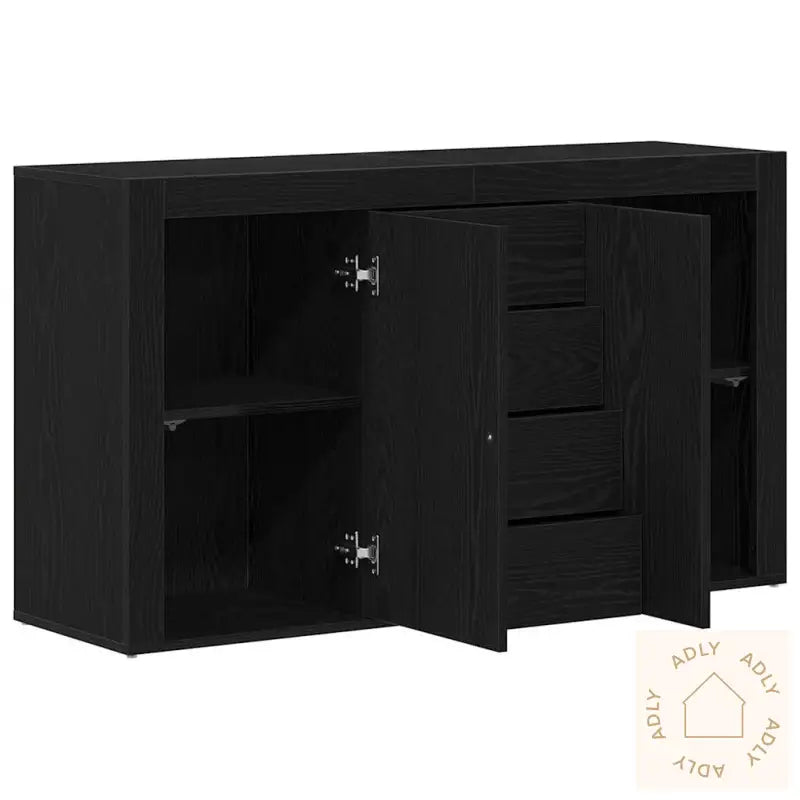Sideboard Svart Eik Konstruert Tre 120 X 36 X 69 Cm Oppbevaring