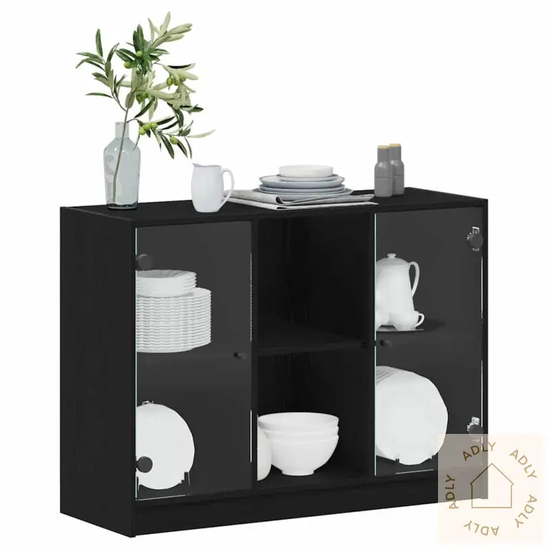 Skjenk Svart Eik 102X37X75,5 Cm Konstruksjons Tre