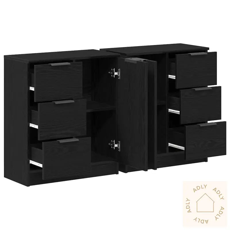 Sideboards 2 Stk Svart Eik 60X30X70 Cm Konstruert Tre