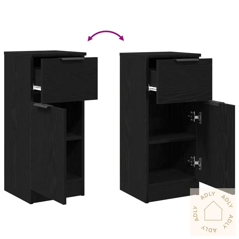 Sideboard Svart Eik 30X30X70 Cm Konstruert Tre