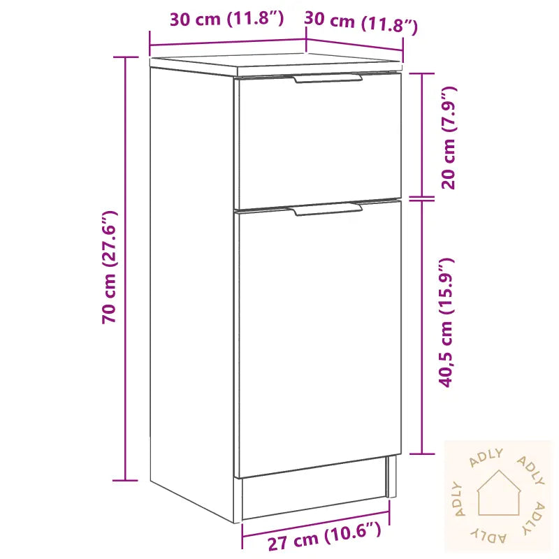 Sideboard Svart Eik 30X30X70 Cm Konstruert Tre