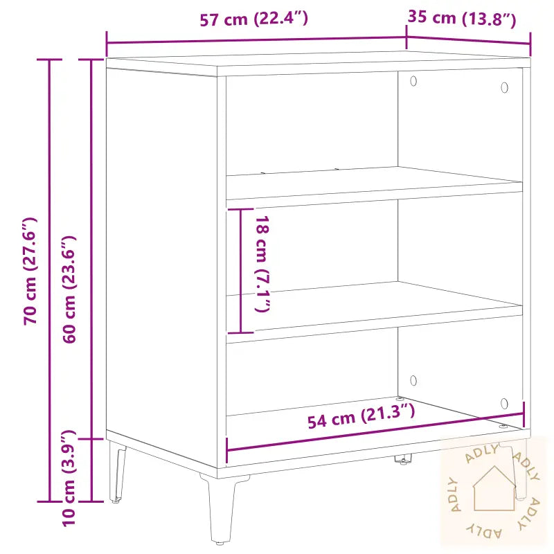 Sideboard Svart Eik 57X35X70 Cm Laget Av Tre