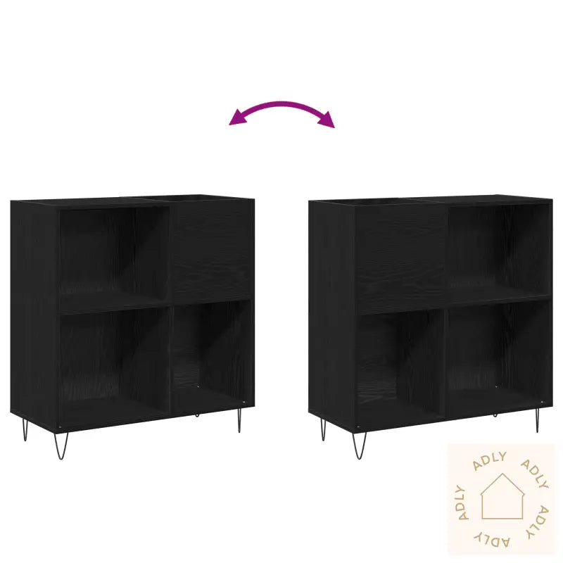 Medieskap Svart Eik 84,5X38X90 Cm Konstruert Tre