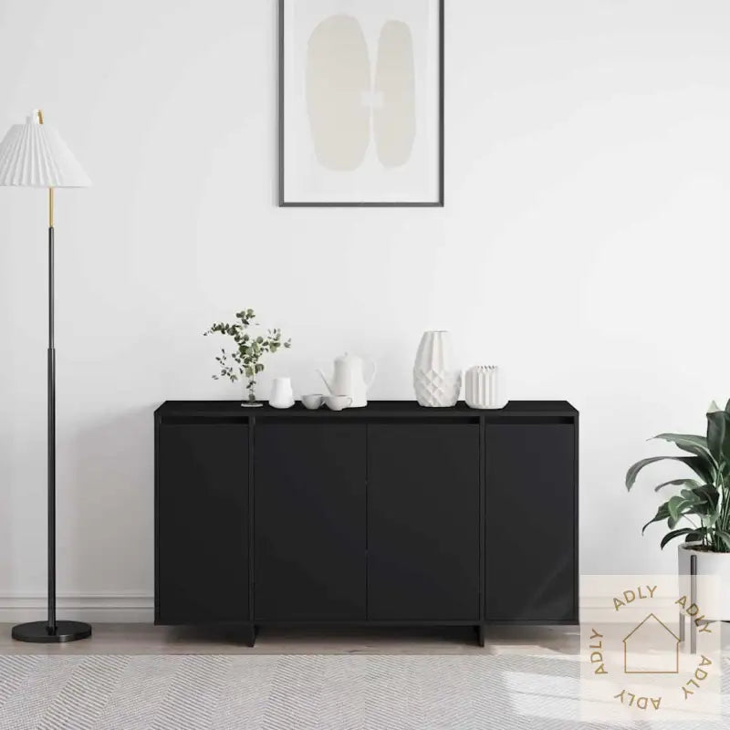 Svart Serviesskap Svart Konstruert Tre 135 X 41 X 75 Cm