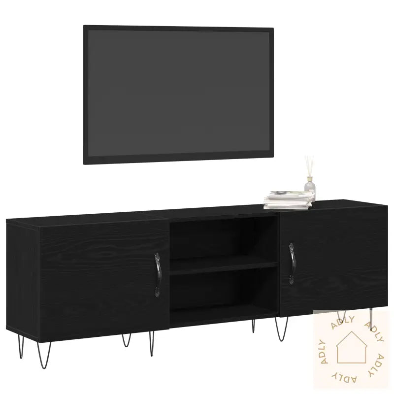 Tv-Skap Svart Eik 150X30X50 Cm Konstruert Tre