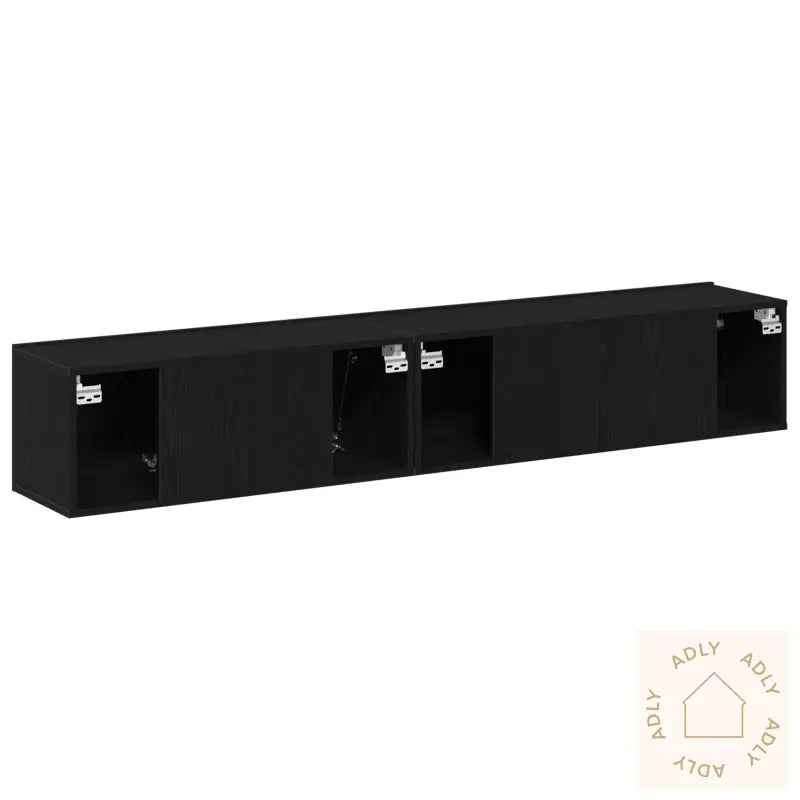 2-Delt Tv-Skap Sett Svart Konstruert Tre
