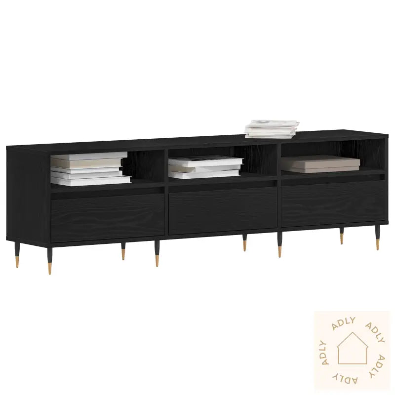 Tv-Møbel Sort Eik 150X30X44,5 Cm Laget Av Konstruert Tre