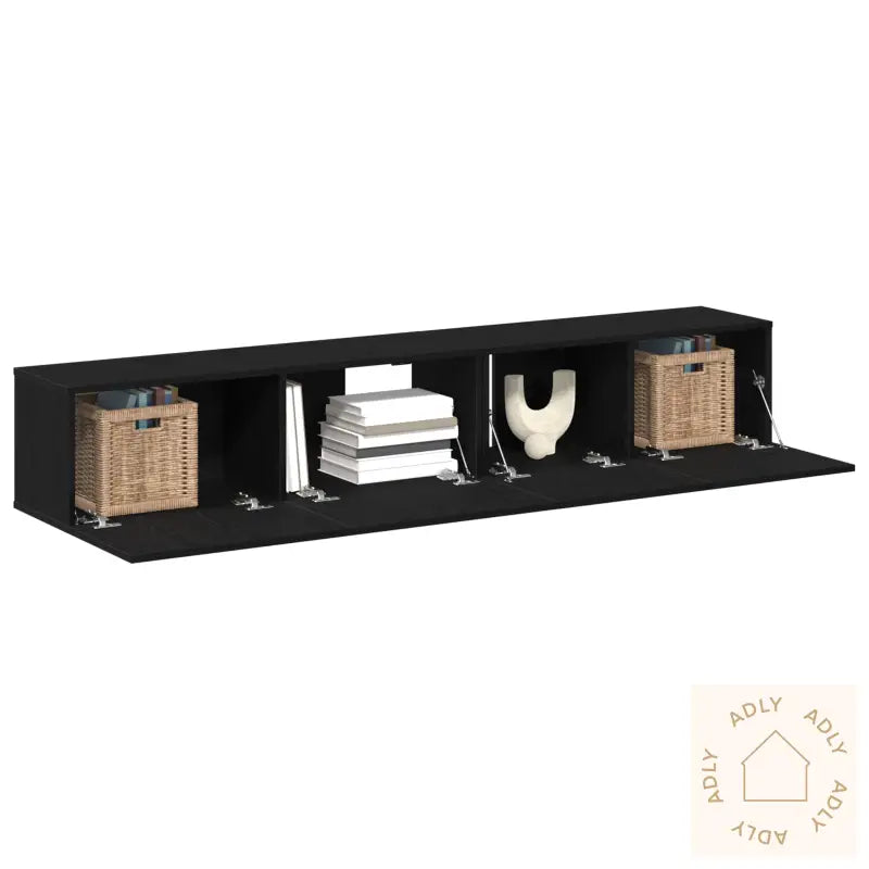 2-Delt Tv-Skap Sett Svart Konstruert Tre