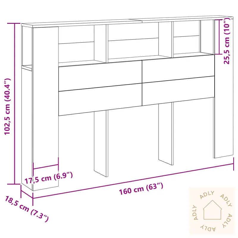 Svart Eik Hodegjerde Kabinett - 160X19X104,5 Cm Laget Av Konstruert Tre
