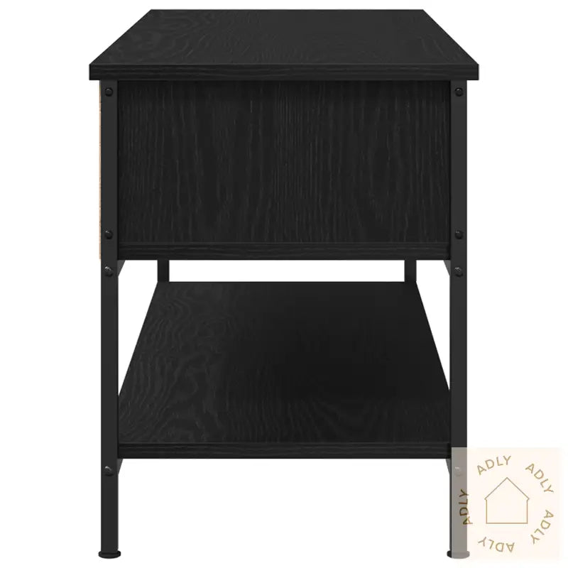 Tv-Benk Svart Eike 100X35X45 Cm Konstruert Tre Og Stål
