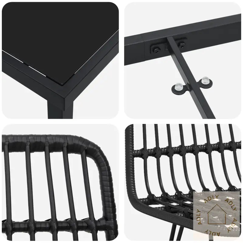 5-Delt Hagemøbelset Black Poly Rattan