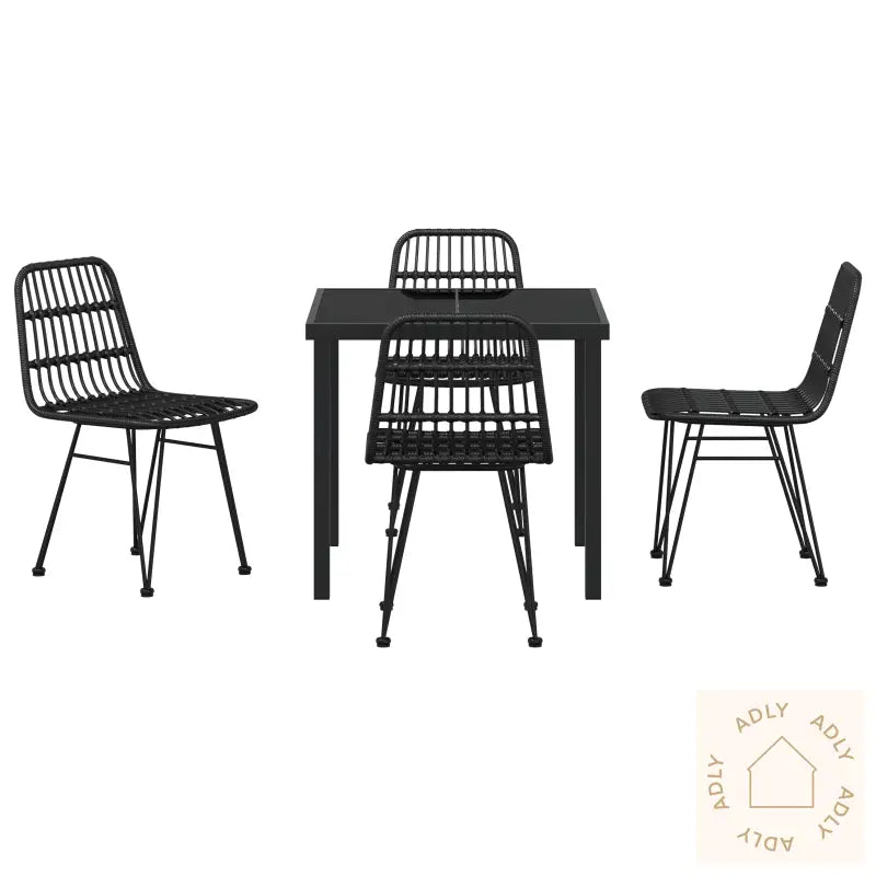 5-Delt Hagemøbelset Black Poly Rattan