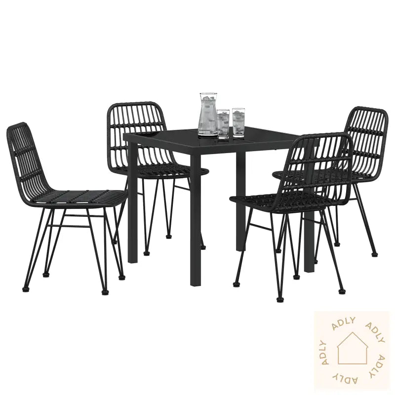 5-Delt Hagemøbelset Black Poly Rattan