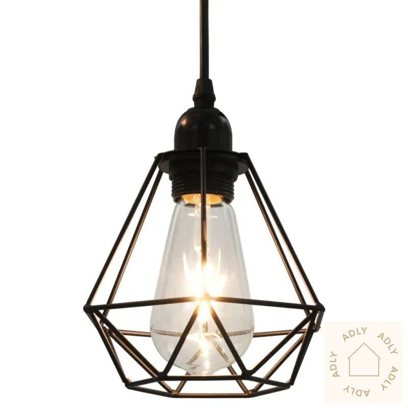Taklampe Med Diamant-Design Svart 3 X E27 Lyspærer