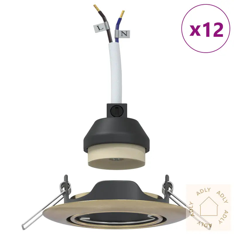 Innfellbare Spotlights 12 Stk Rund Gu10 Messing Ø90 Mm Stål