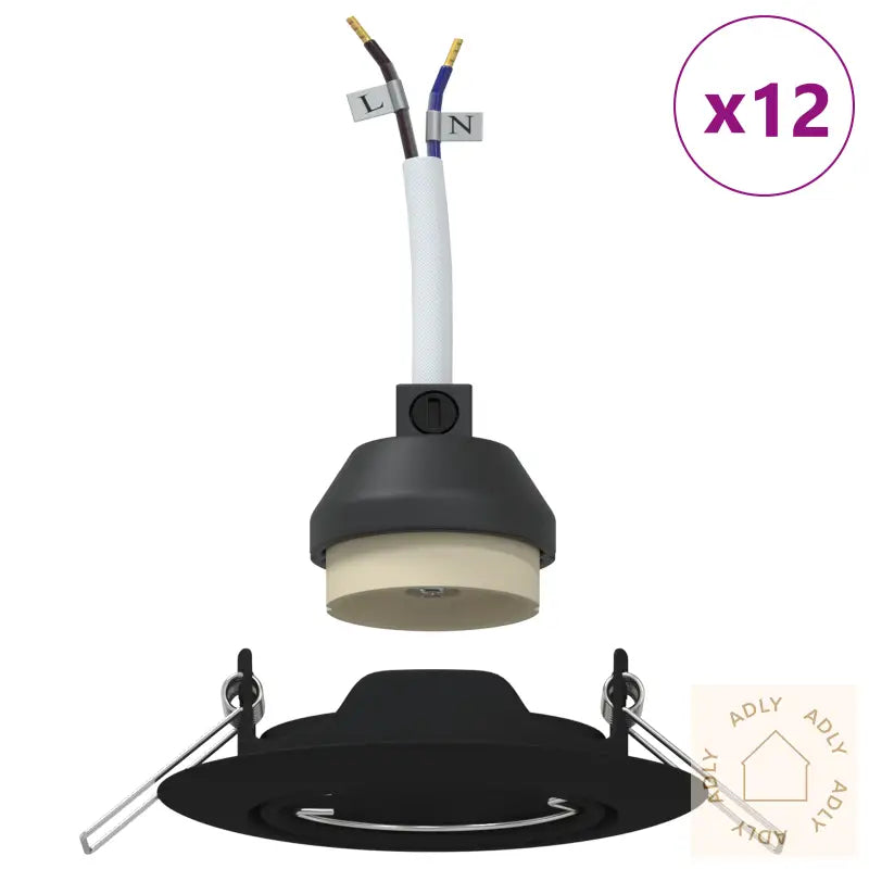 Innfelte Spotlights 12 Stk Runde Gu10 Svart Ø90 Mm Stål