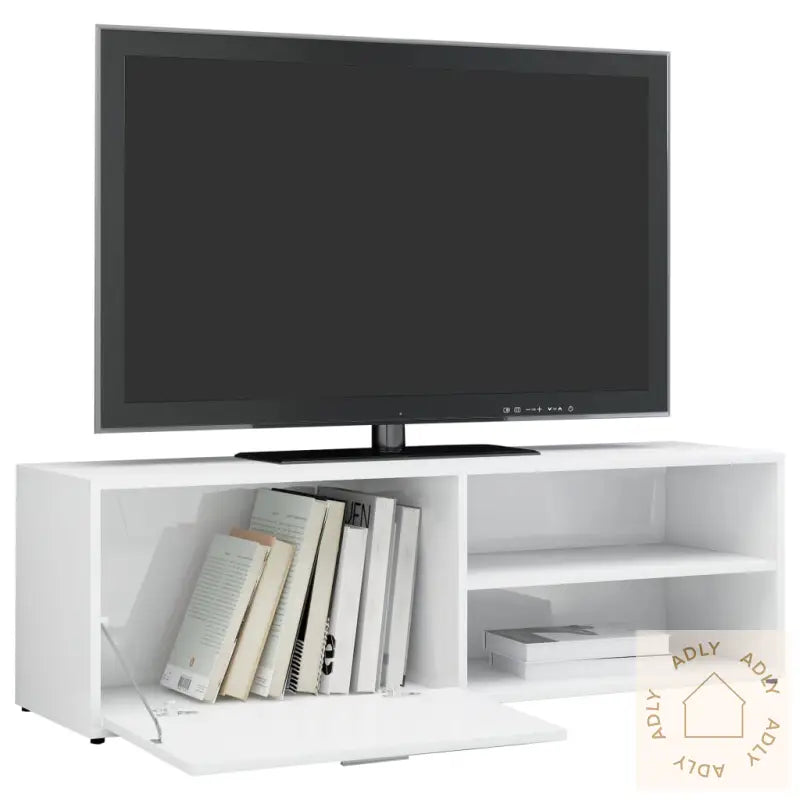 Tv-Benk Høyglans Hvit 120X34X37 Cm Konstruert Tre