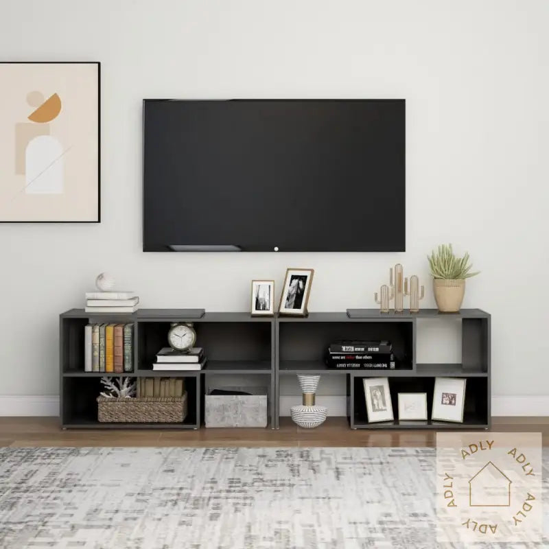 Tv-Benk Høyglans Grå 149X30X52 Cm Konstruert Tre