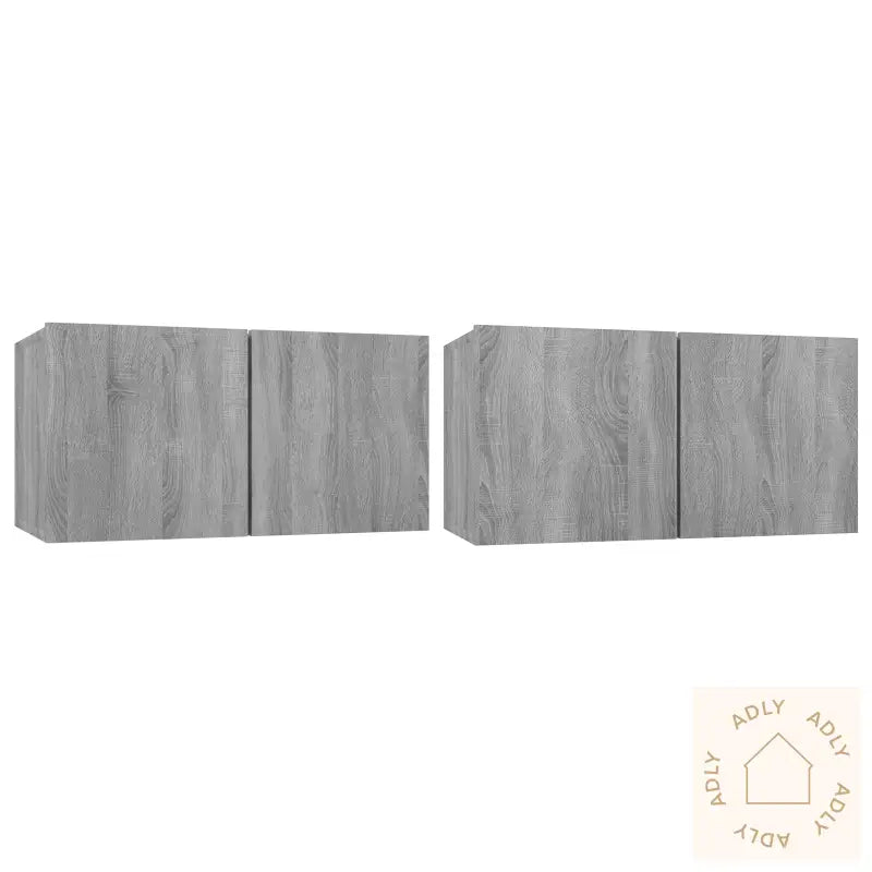 Hengende Tv-Benker Grå Sonoma 2 Stk 60X30X30 Cm Konstruert Tre