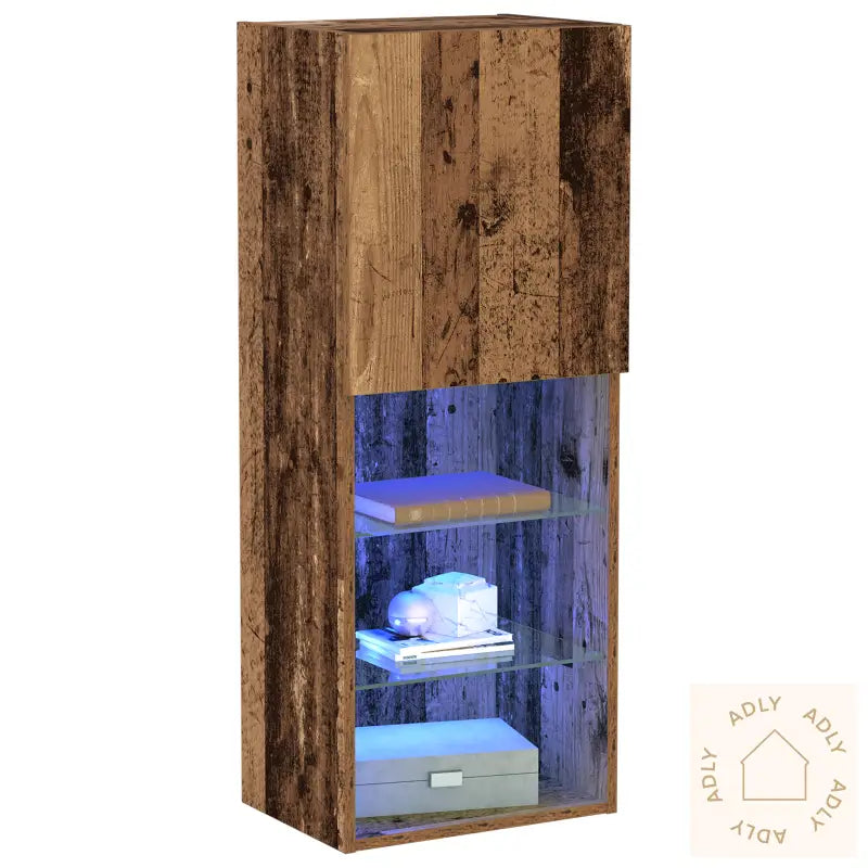 Tv-Benk Med Led-Lys I Gammelt Tre 40,5X30X102 Cm
