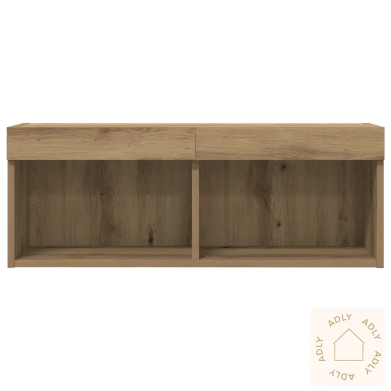 Tv Veggskap Med Led-Lamper 2 Stk Kunstig Eik 80X30X30 Cm