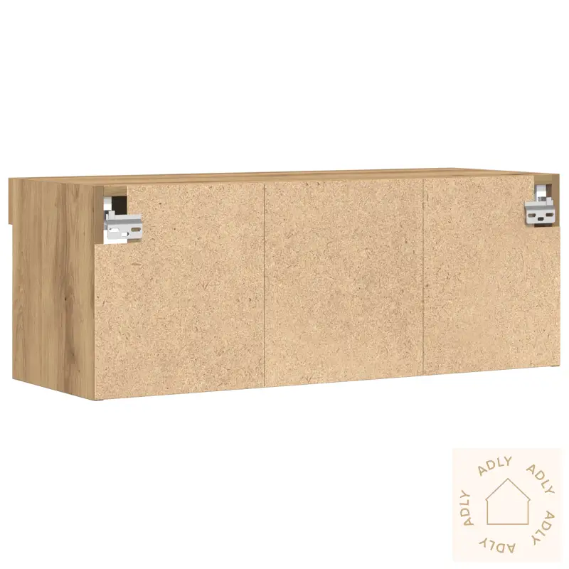 Tv Veggskap Med Led-Lamper 2 Stk Kunstig Eik 80X30X30 Cm