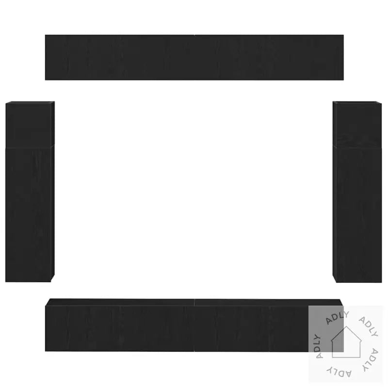 8-Delt Tv-Kabinettsett - Veggmontert Svart Eik, Ingeniørtre