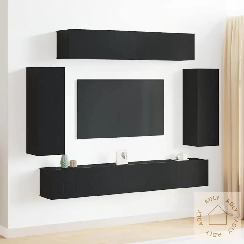 6-Delt Tv-Skap Sett - Gammel Trefinish