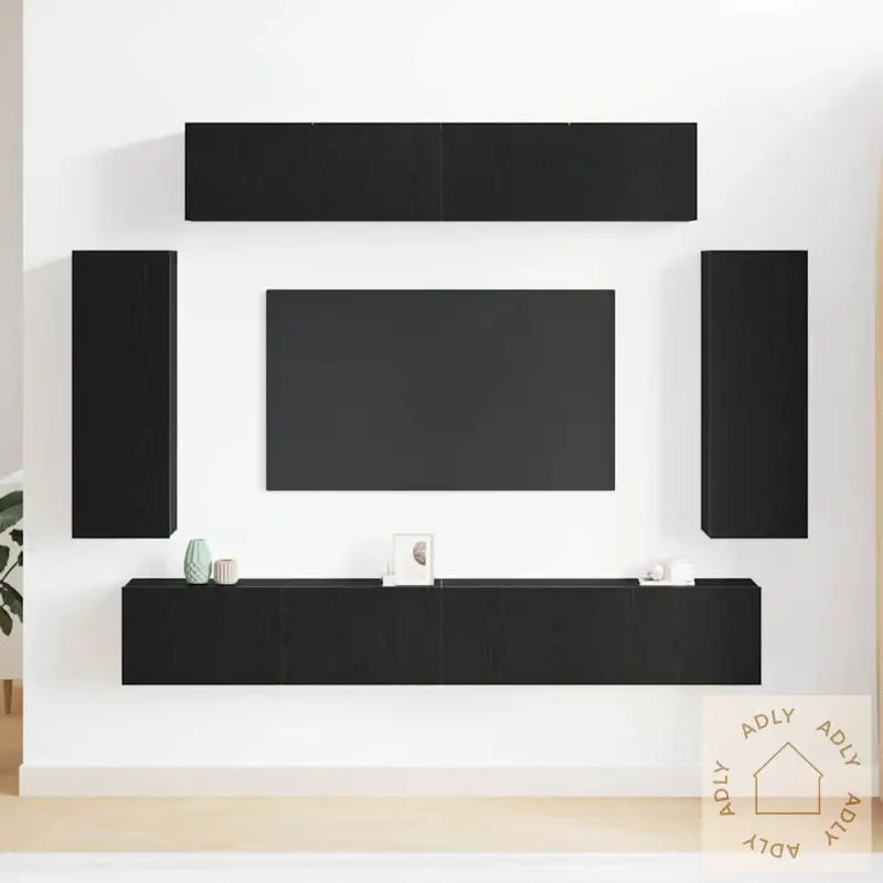 6-Delt Tv-Skap Sett - Gammel Trefinish