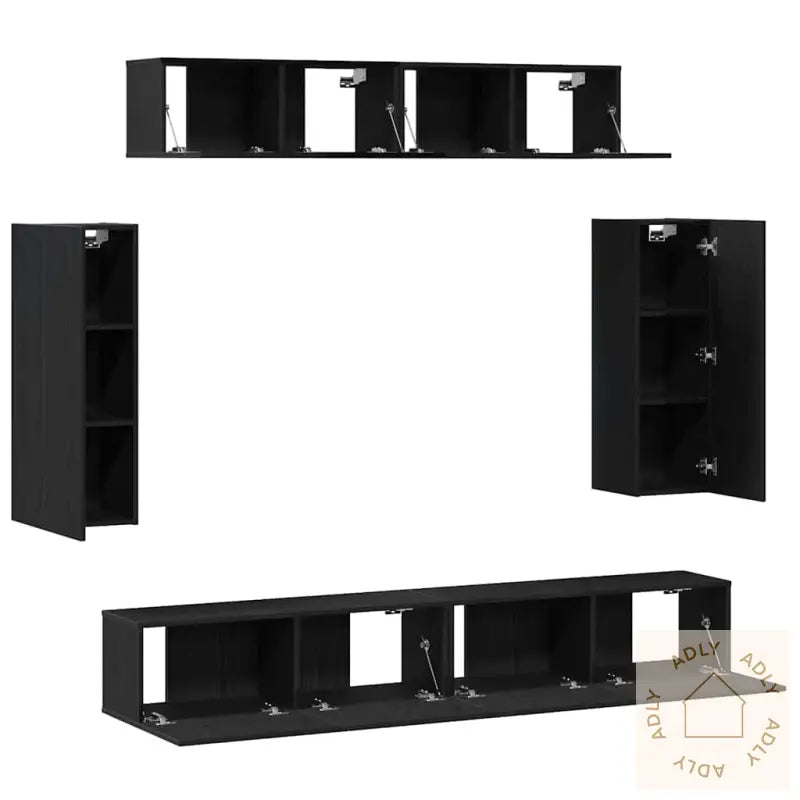 6-Delt Tv-Skap Sett - Gammel Trefinish