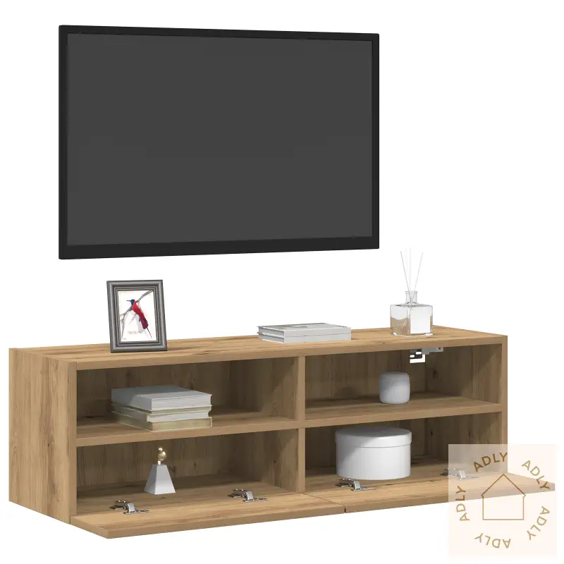 Tv Veggskap 2 Stk Artisan Eik 100X30X30 Cm Konstruert Tre