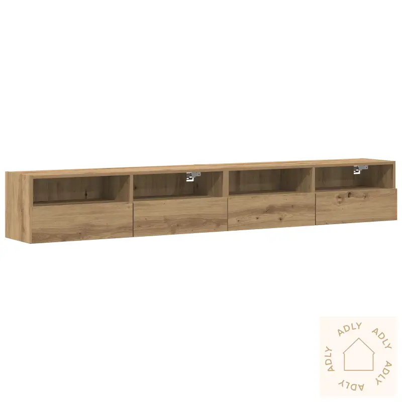 Tv Veggskap 2 Stk Artisan Eik 100X30X30 Cm Konstruert Tre