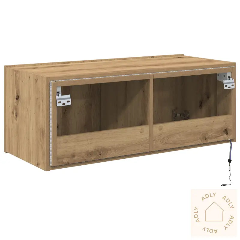 Tv Vegghylle Med Led-Lamper Artisan Eik 80X35X31 Cm